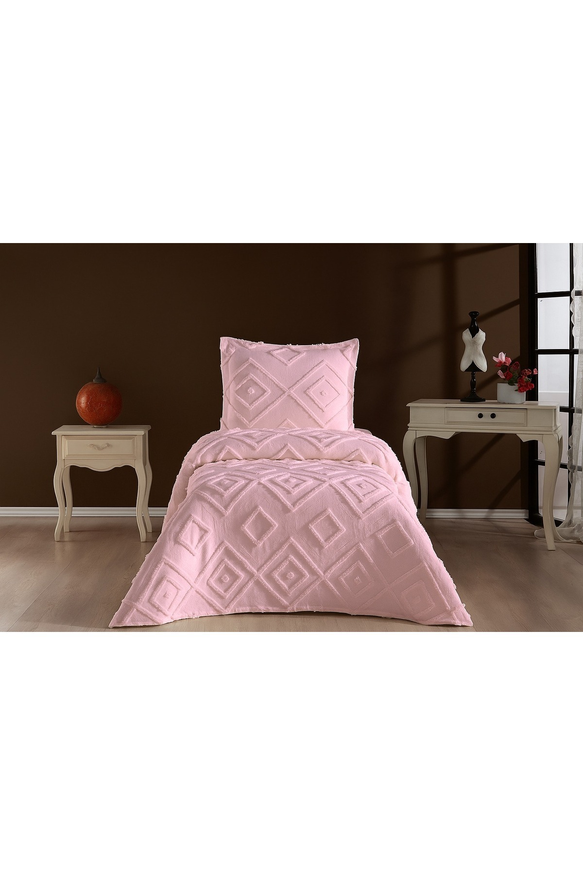 d'niss home touch of nature in your home İskandinav Jasmin 2 Parça Tek Kişilik Yatak Örtüsü