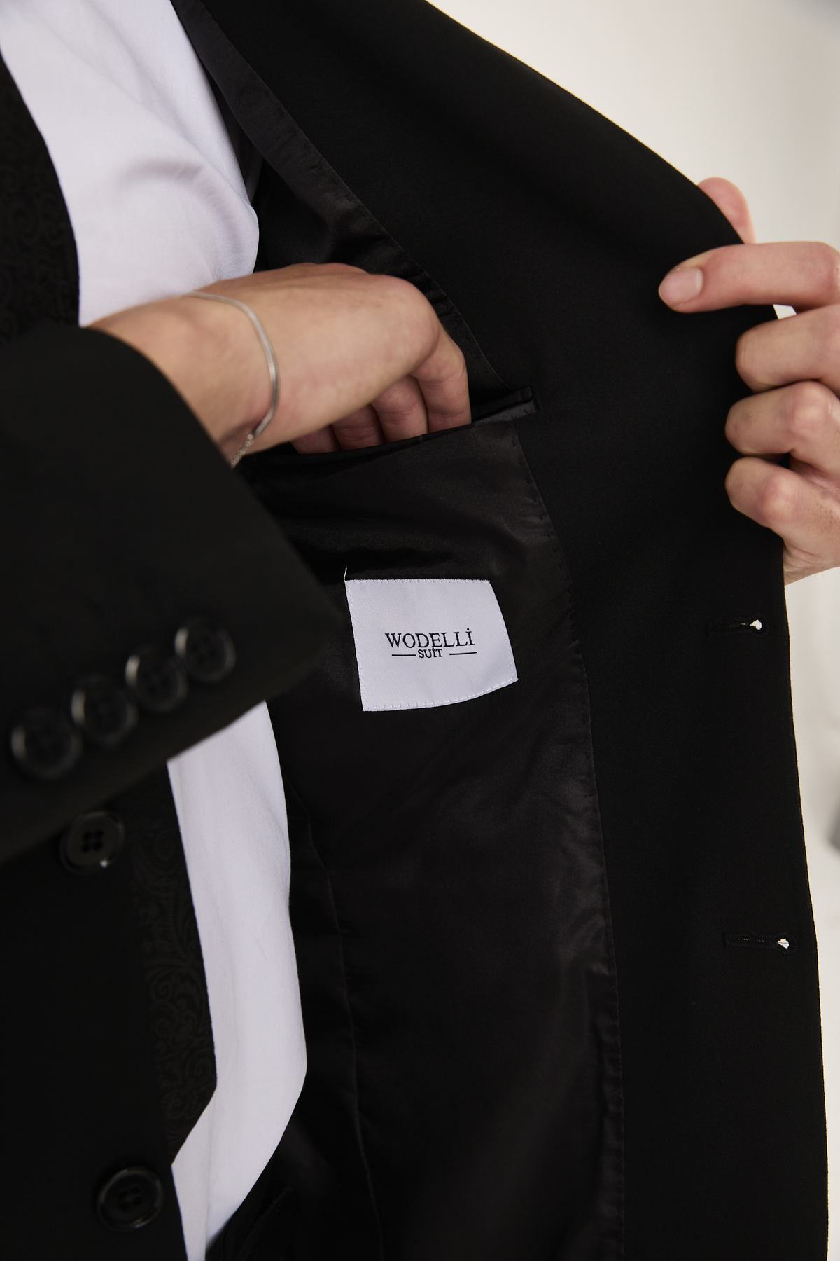 wodelli  Erkek Siyah Takım Elbise – Regular Pamuklu Kumaş - Görsel 7