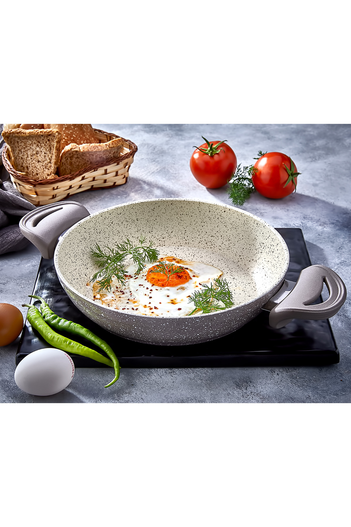 PoloChef Panamera Döküm Granit Sahan 22 cm Kahverengi