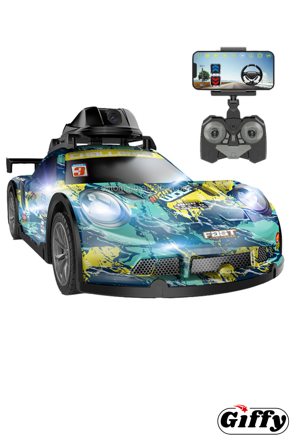 giffy Oyuncak Uzaktan Kumandalı Kameralı Araba HD Fotoğraf ve Video Çekilen Şarjlı Led Işıklı Araç fotoğrafı 7 (önizleme)