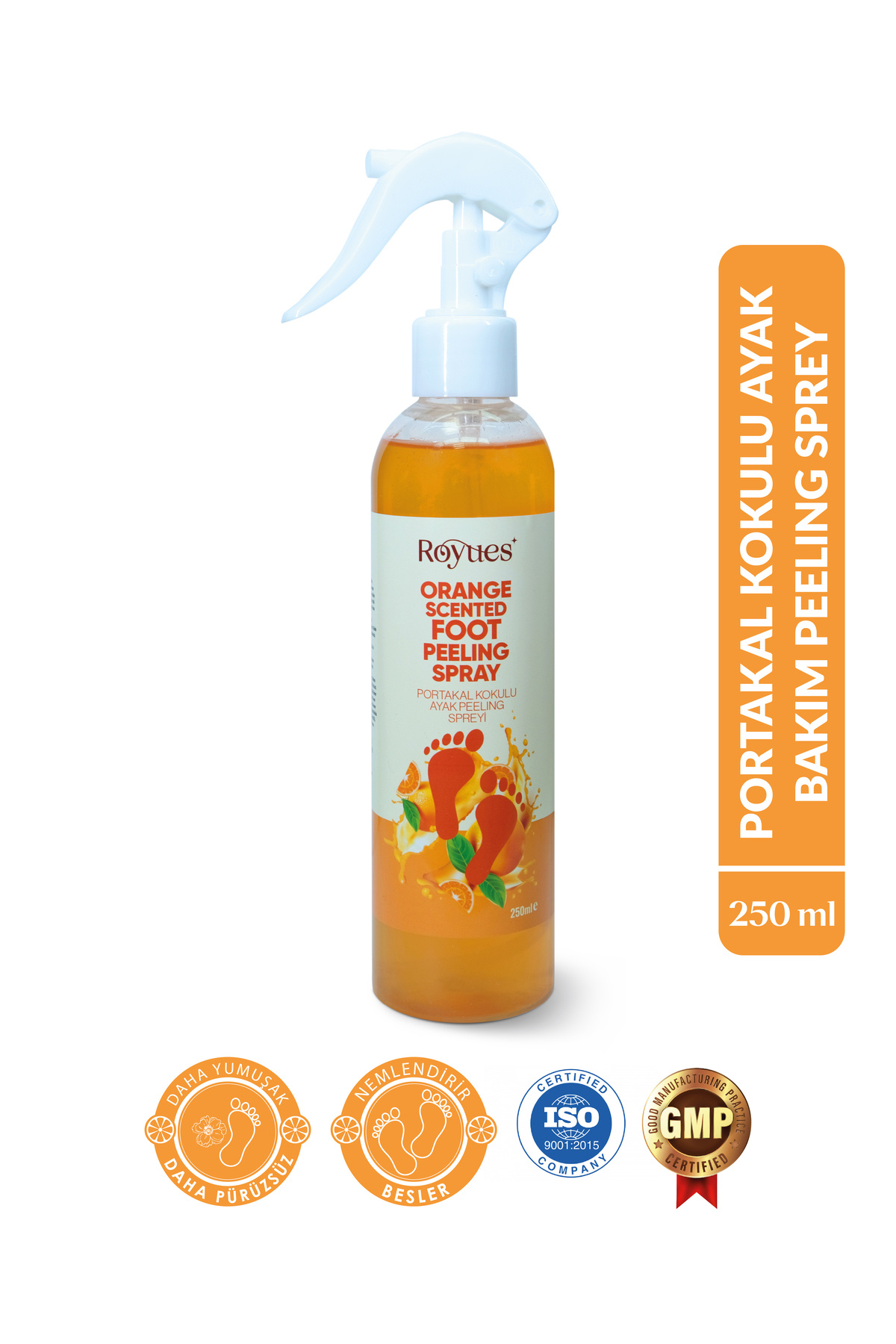 Royues Topuk Çatlak ve Ayak Bakım Peeling Spreyi - Koku Giderici ve Nemlendirici Foot Care Spray 250ml