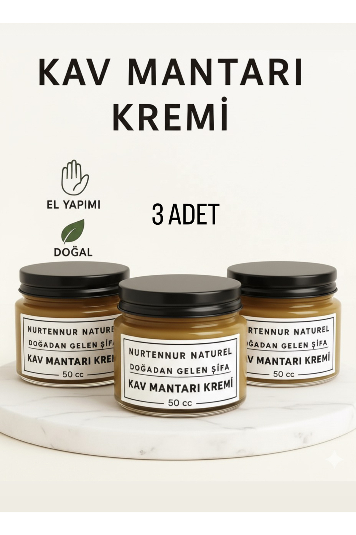 nurtennur Kav Mantarı Kremi 3 Adet – Doğal ve Tüm Cilt Bakım Kremi 50ml