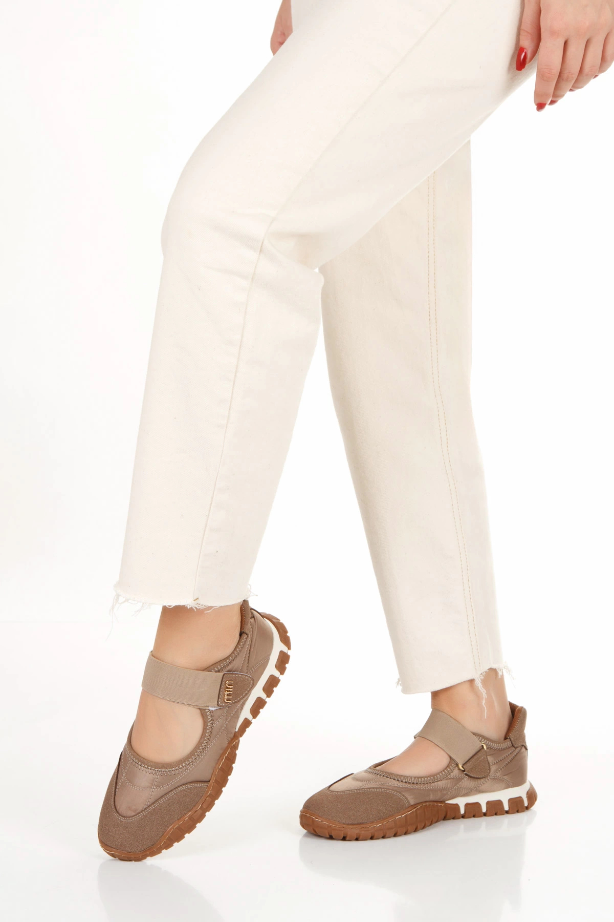 MFT AYAKKABI  Kadın Vizon Ortopedik Taban Cırtlı Babet Spor Ayakkabı - Görsel 4