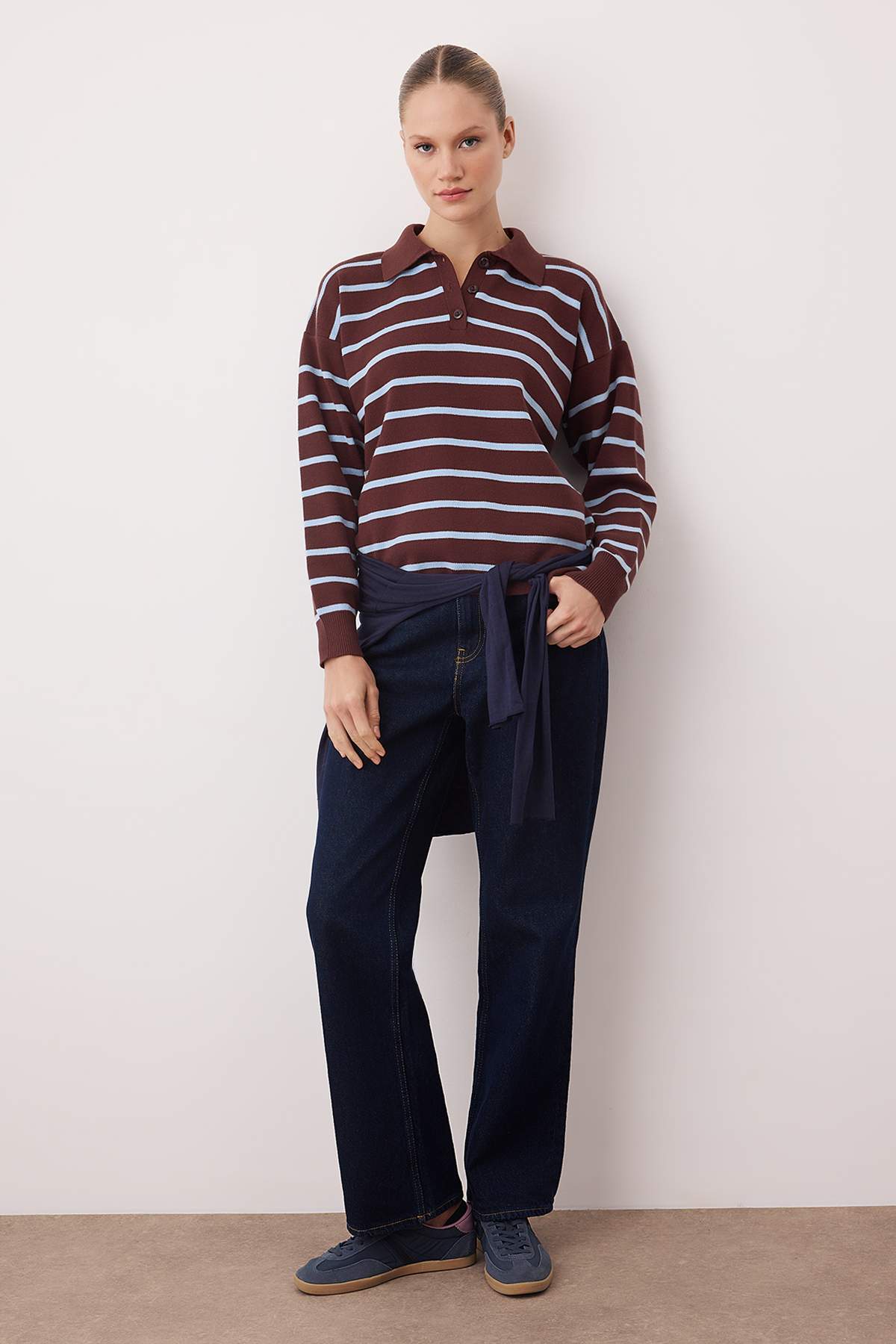 Trendyolmilla  Wardrobe Essentials Kahverengi Premium/Özel İplik Polo Yaka Triko Kazak | TWOAW26KZ00060 - Görsel 2