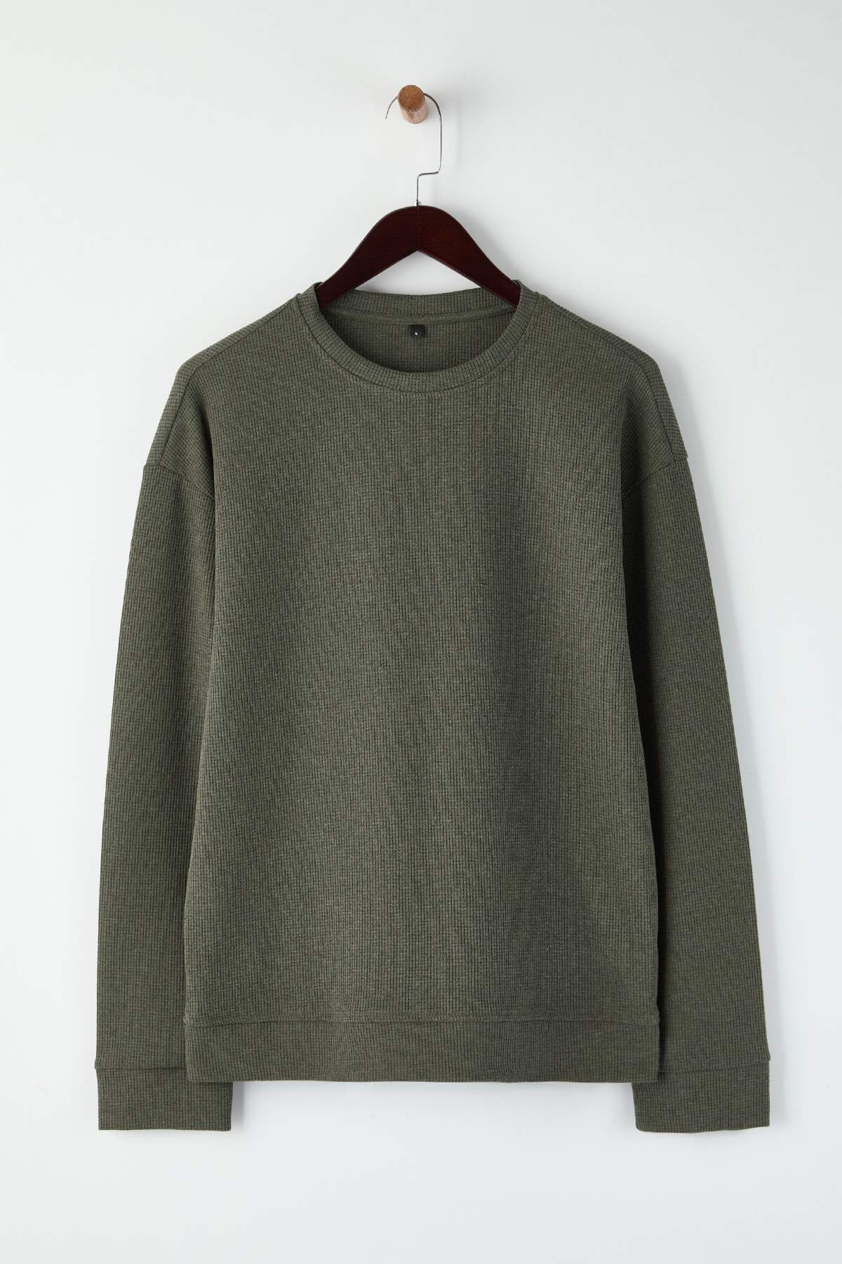 Trendyolmilla  Siyah - Haki Yeni Oversize/Geniş Kalıp 2'li Paket Dokulu Waffle Sweatshirt TMNAW26SW00028 - Görsel 9