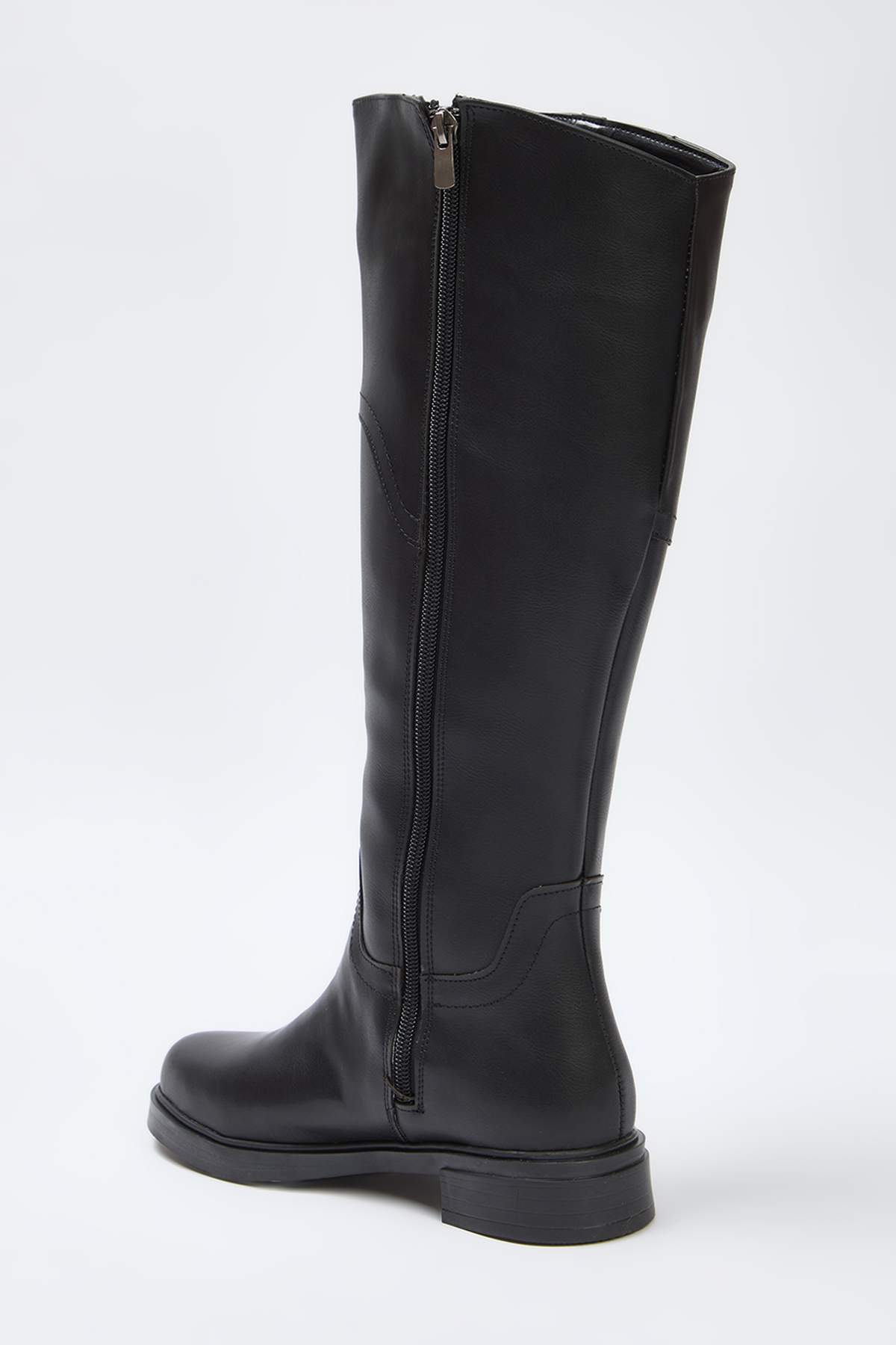 black-buckle-zippered-round-toe-womens-flat-h