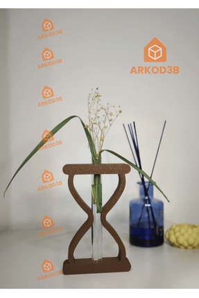 ARKOD3B Kum Saati Tasarımlı Cam Tüplü Dekoratif Vazo - Obje - Çiçeklik