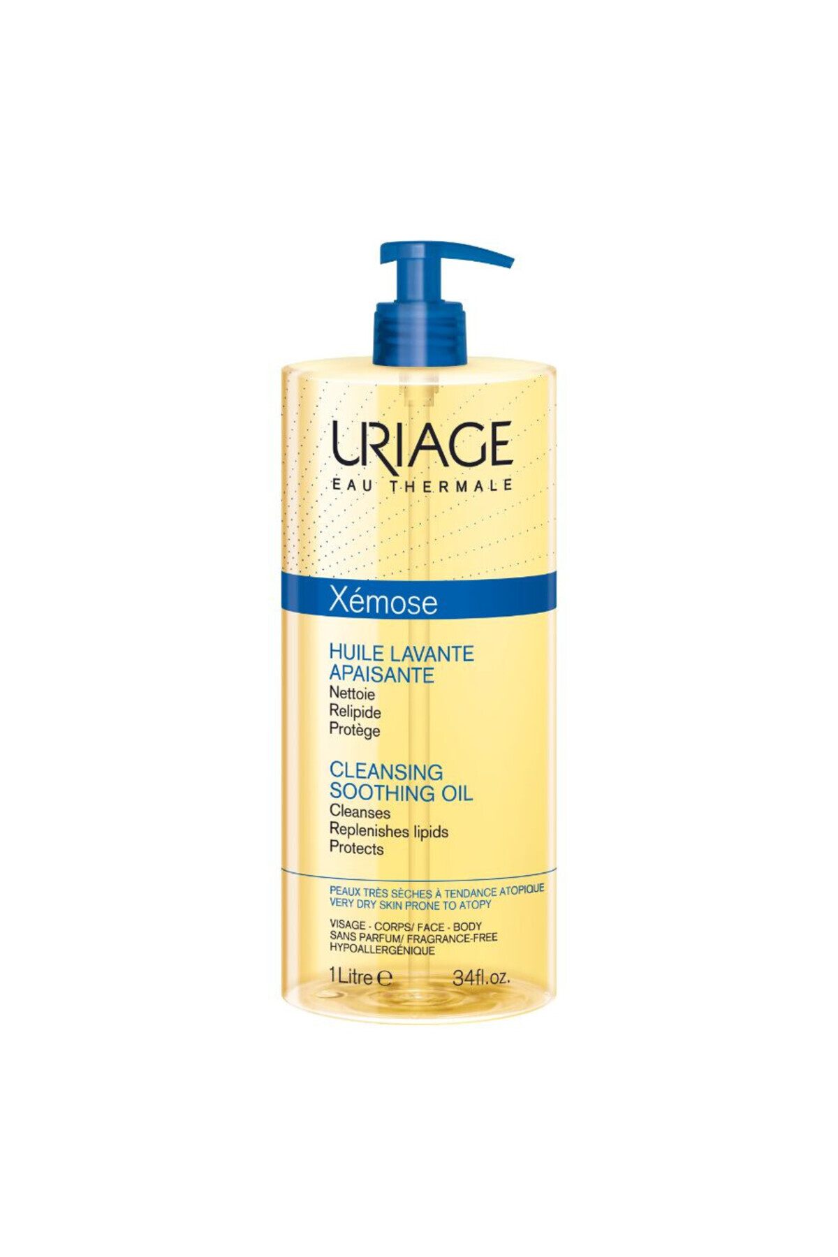 Uriage Xemose Výživný čistiaci olej, kúpeľový olej, 1000 ml
