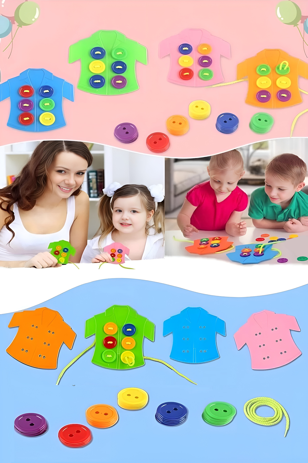 Ayver Kıyafet Giydirme Oyunu Gömleğe Düğme Dikme İnce Motor Beceri Montessori Eğitici Oyuncak fotoğrafı 4 (önizleme)