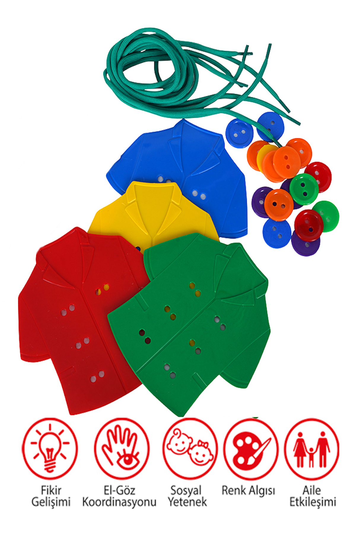 Ayver Kıyafet Giydirme Oyunu Gömleğe Düğme Dikme İnce Motor Beceri Montessori Eğitici Oyuncak fotoğrafı 2 (önizleme)