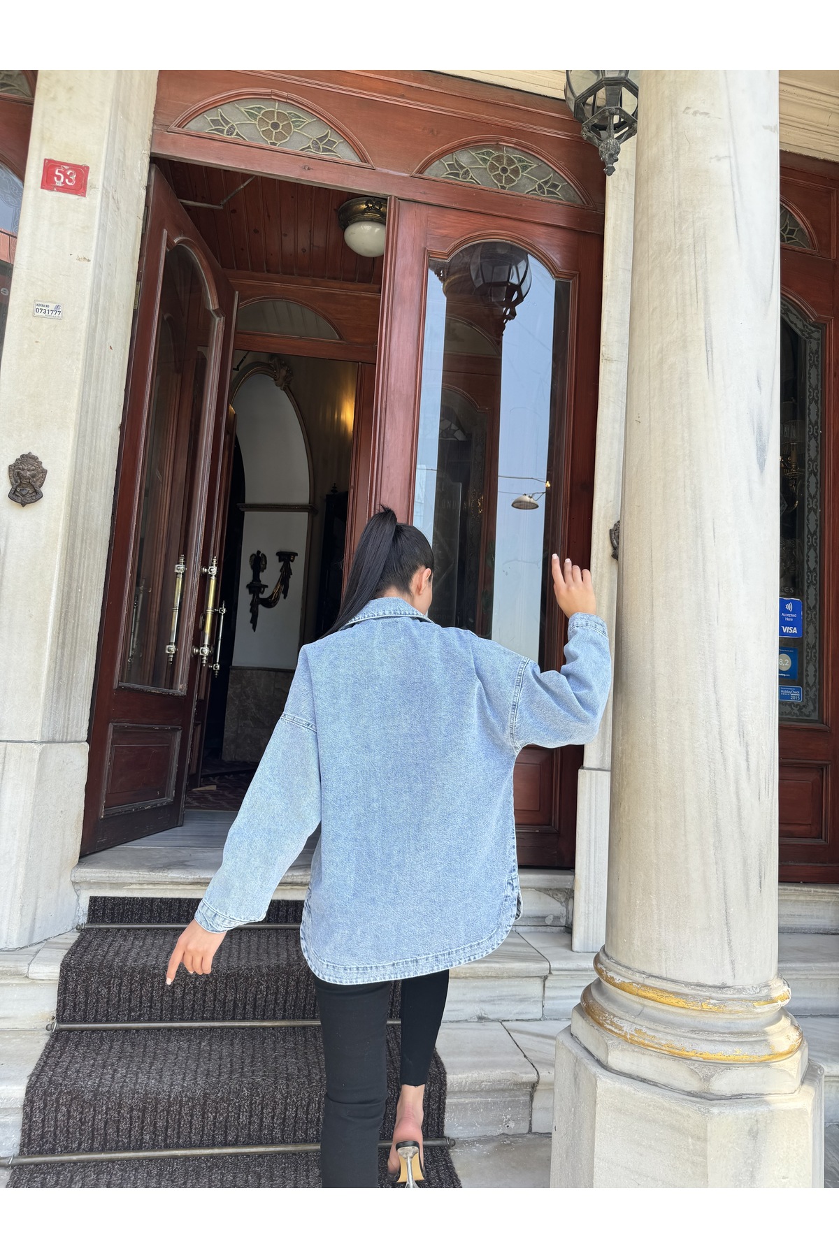 Pasaklı Giyim  Oversize Kar Yıkama Cepli Düğmeli Denim Kot Ceket Gömlek Kt089400 - Görsel 2