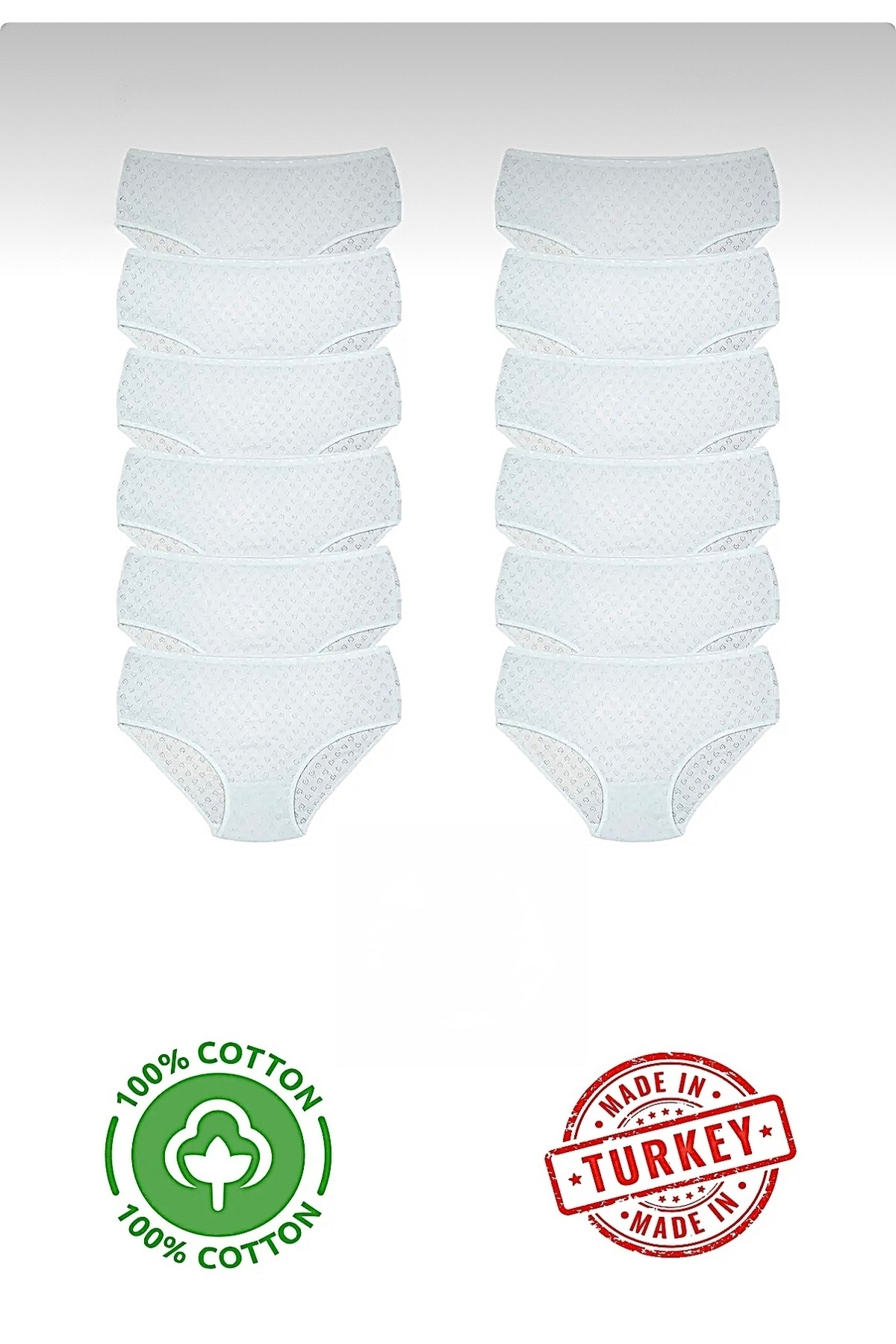 100% cotton high waist hearted 12-pack women's panties