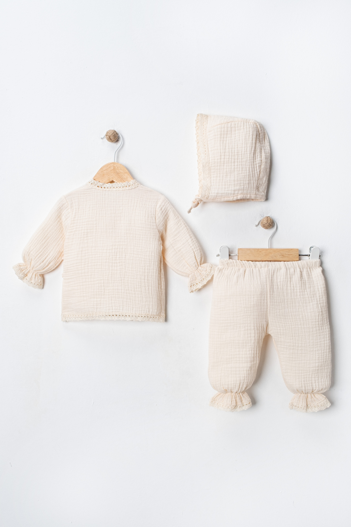 FURYATEX Organik Pamuk Müslin 3’lü Bebek Seti Çift Katlı Müslin Yeni Doğan Takım – %100 Pamuk fotoğrafı 2 (önizleme)