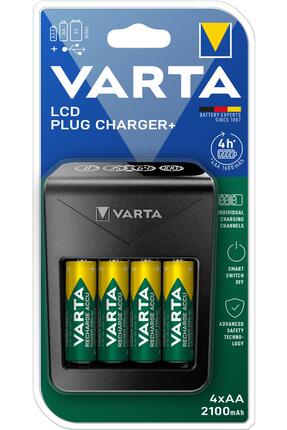 Varta Lcd Plug Pil Şarj Cihazı 4 Adet AA 2100Mah Şarj Edilebilir Pil Hediyeli