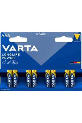 Varta Longlife Power AAA Alkalin İnce Kalem Pil, LR03, 1,5V, 8'li Paket