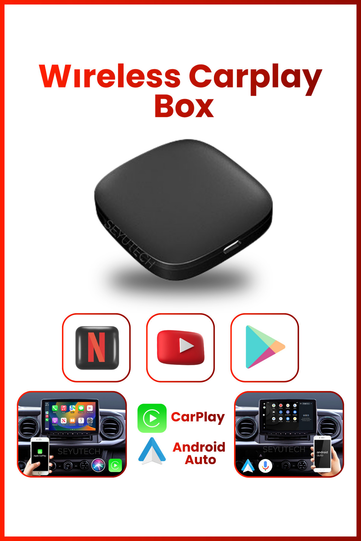 SEYUTECH TAA01 Carplay Dönüştürücü Ios ve Android Uyumlu Kablosuz Multimedya Video Oynatan Carplay