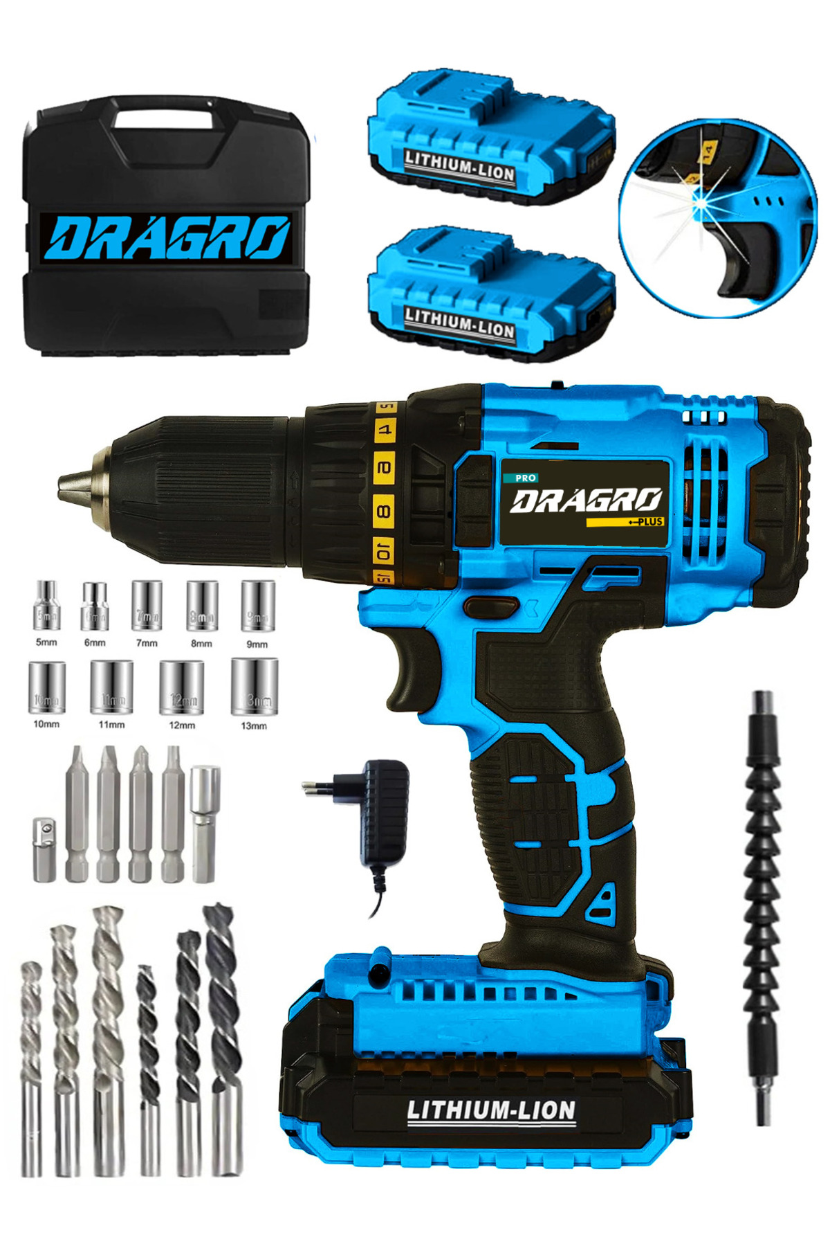 Dragro Alman 58 V 5 Ah Darbeli Bakır Sargılı Metal Şanzuman Şarjlı