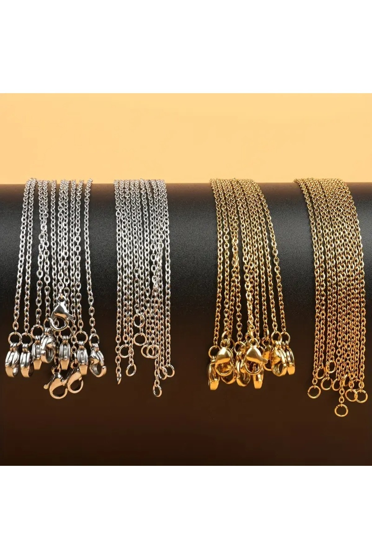 Feron Aksesuar Altın ve Gümüş Renk İnce Zincir Kolye