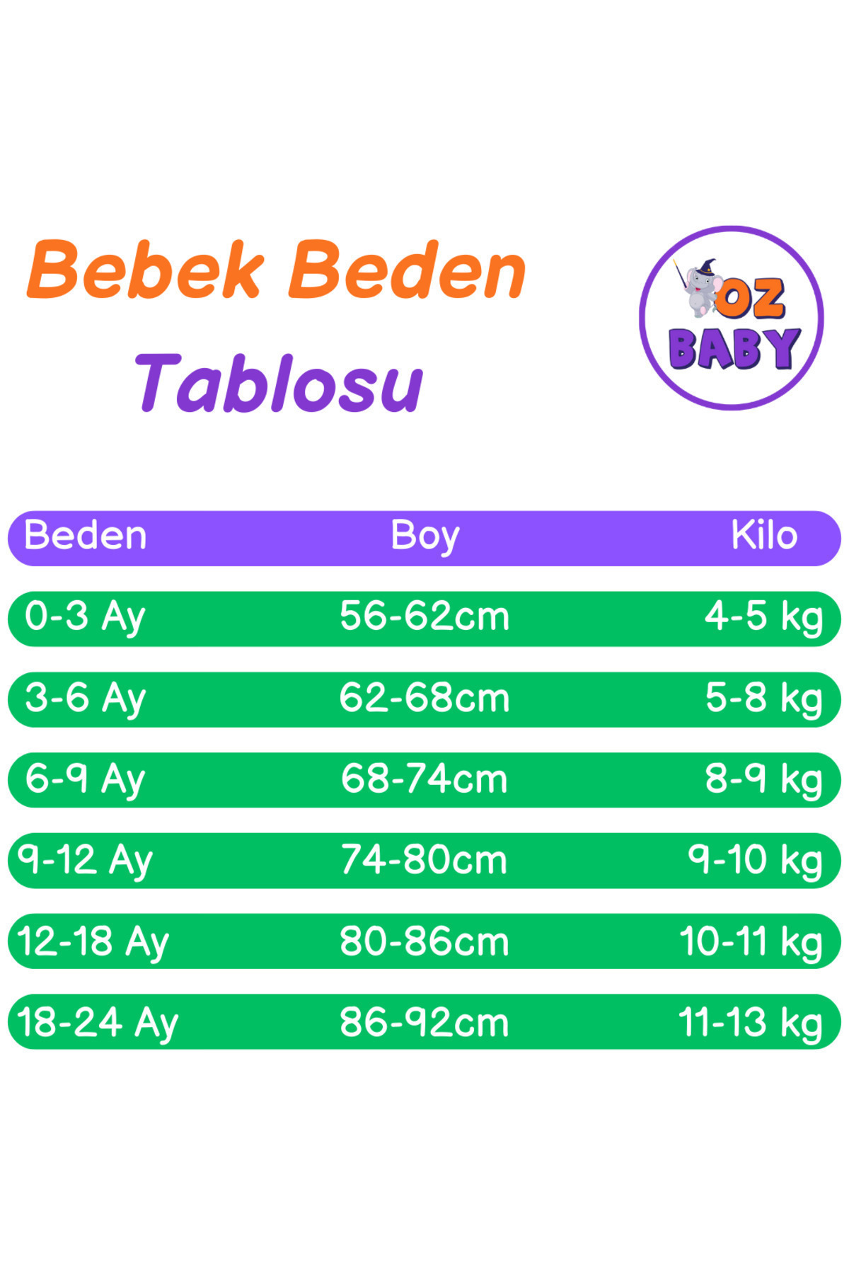 Oz Baby Pamuklu Likralı Önden Çıtlı 4 Mevsim Bebek Takımı (6-24 Ay)