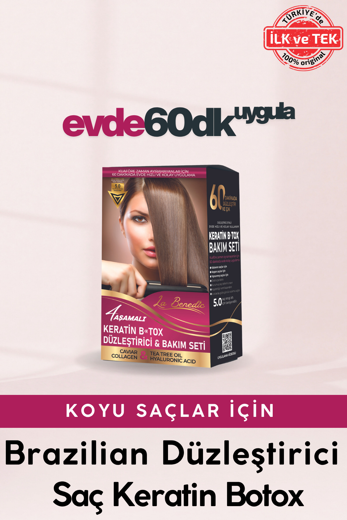 La Benedic 4 Aşamalı Keratin Botox Hızlı Düzleştirici & Bakım Brezilya Fönü Jel Set (KOYU RENKLİ SAÇLAR İÇİN) — 423006-T