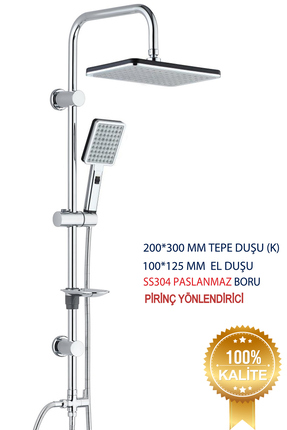 banyonatural Tepe Yağmurlama Kirec Kırıcılı Atena Duş Seti Pirinç Yönlendirici