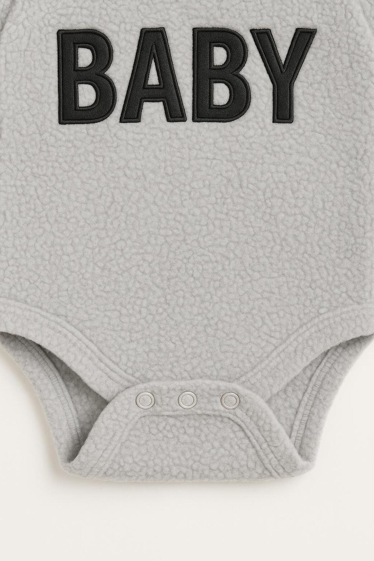 nevrankids Welsoft Bebek Kapüşonlu Polar Body - Gri fotoğrafı 5 (önizleme)