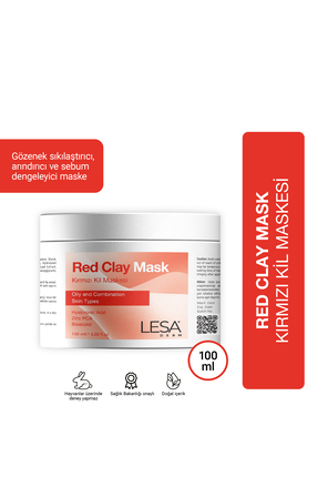 Lesaderm Kırmızı Kil Maskesi Kaolin, Çinko, PCA Gözenek Arındırıcı, Sıkılaştı...