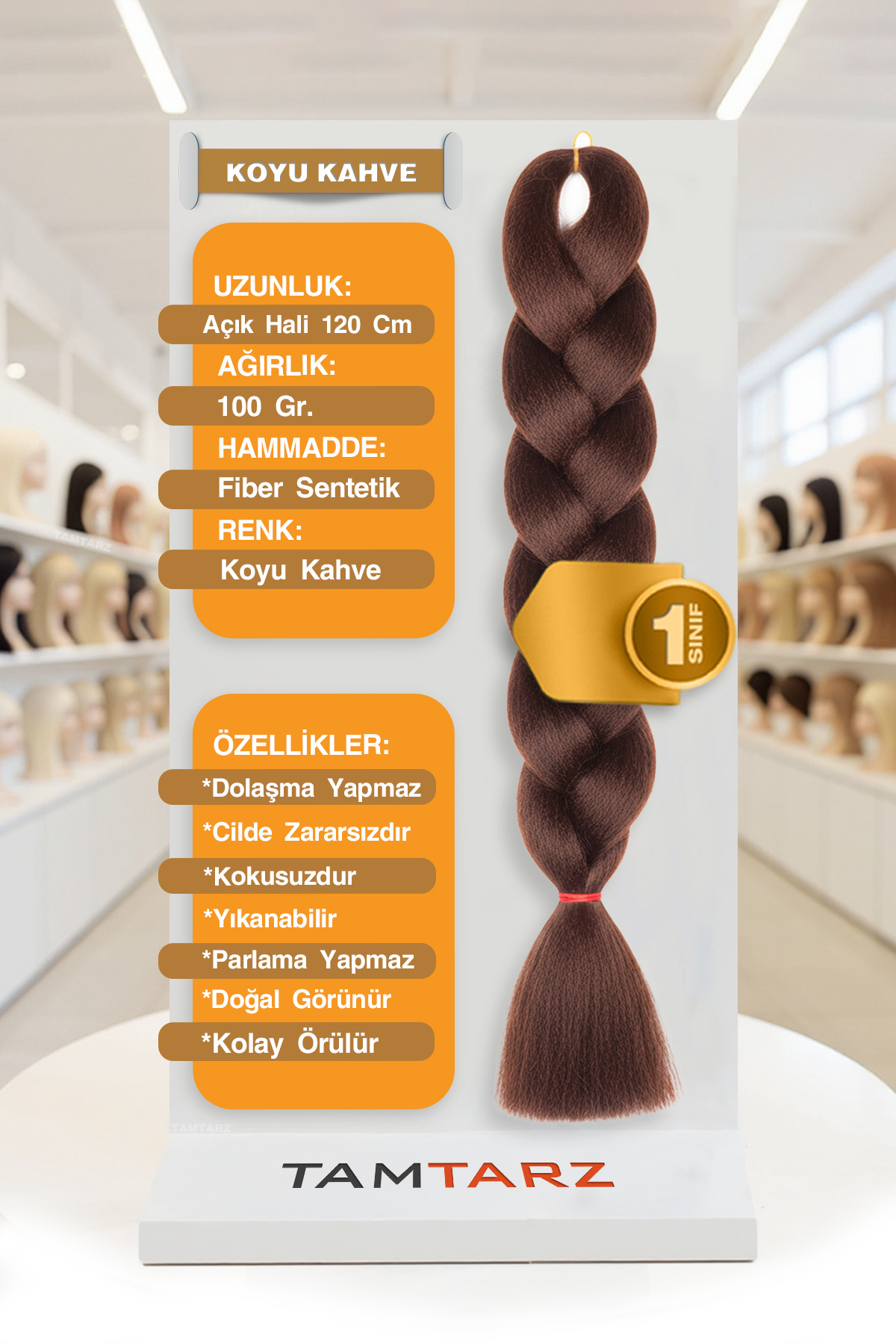 TAM TARZ Afrika Örgüsü Rasta Ve Box Braid İçin Fiber Sentetik Saç - Koyu Kahve