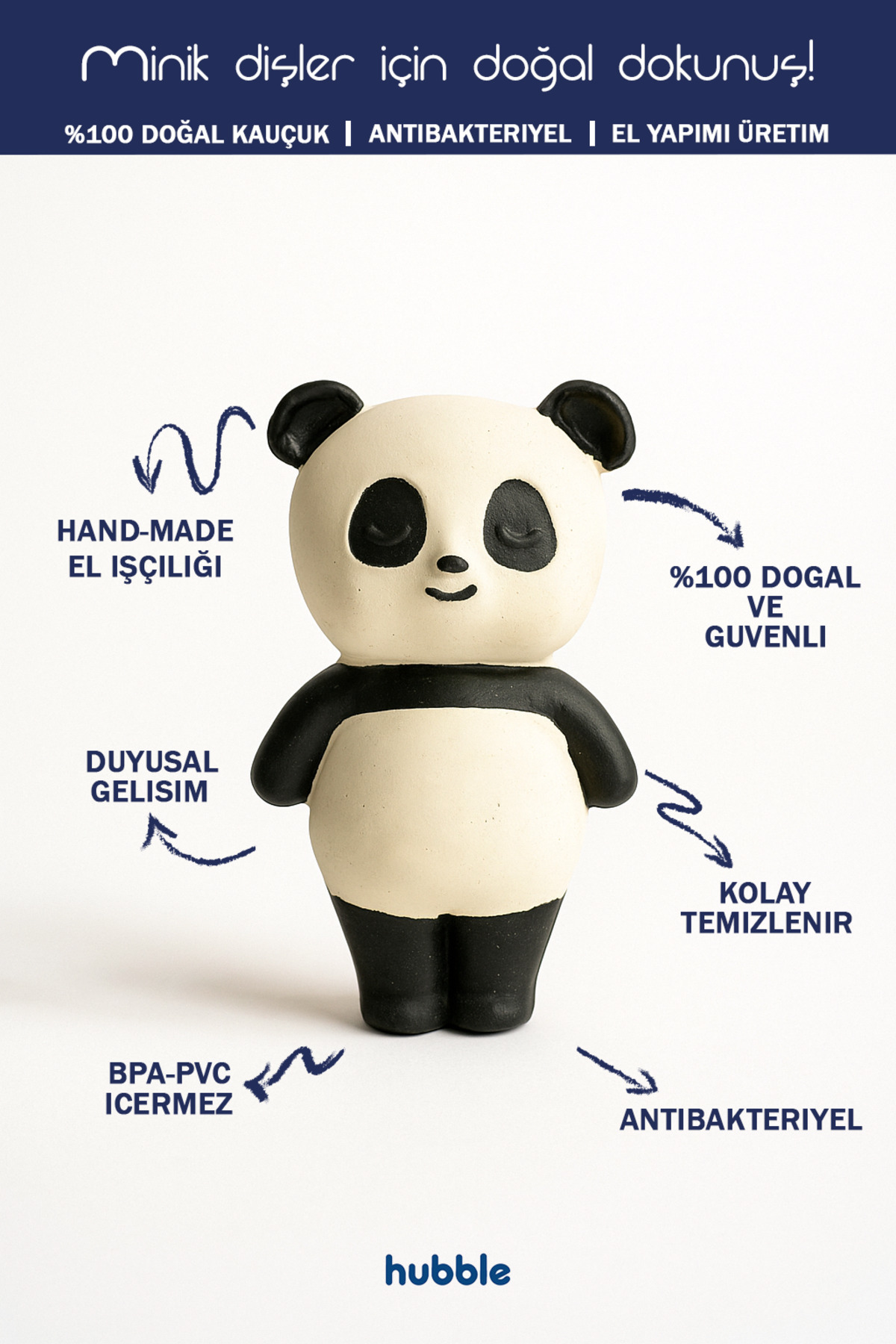 Hubble Bebek Diş Kaşıyıcı Ve Oyuncak - Panda Şekilli Dişlik (%100 DOĞAL KAUÇUK) fotoğrafı 6 (önizleme)