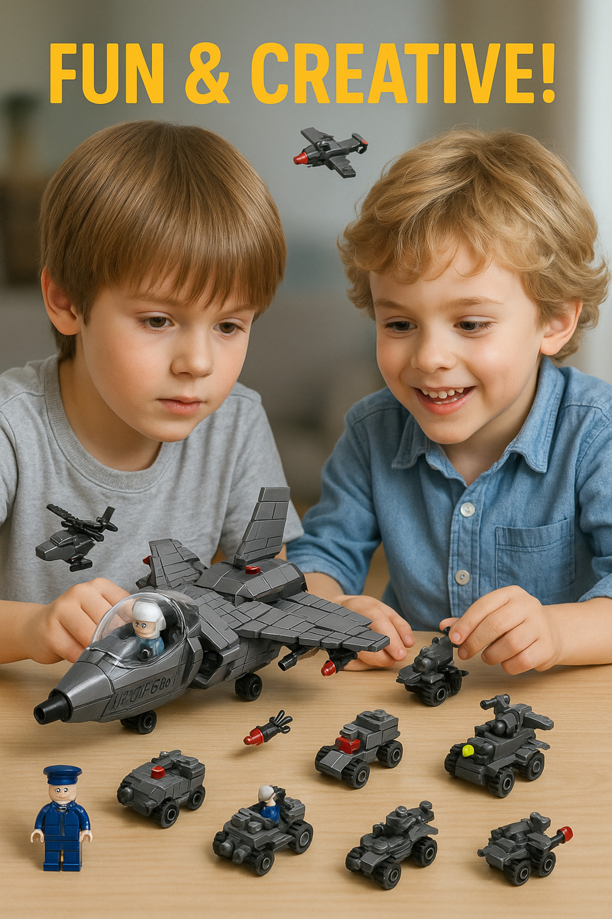 بلوکهای ساختمانی هواپیمای جنگی ۵۱۰ تکه، ست مدل نظامی با جتهای جنگنده، اسباببازیهای STEM برای کودکان ۶ سال به بالا