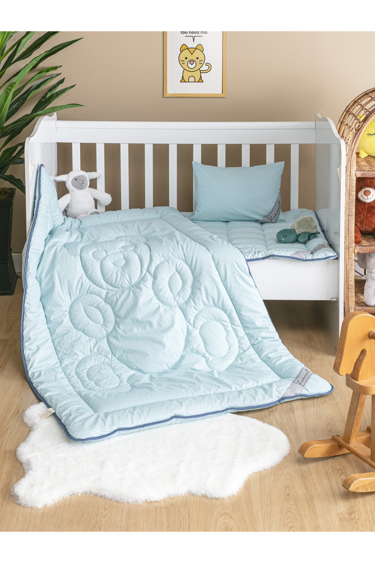 homewell %100 Saf Bambu Hipoalerjenik 0-6 Yaş Bebek Çocuk Uyku Seti Ayıcık Desen Pembe fotoğrafı 2 (önizleme)