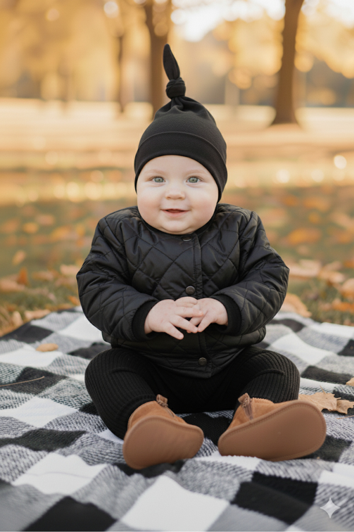 Babygiz Yenidoğan Kız Erkek Bebek %100 Pamuklu Penye Extra Yumuşak Hafif Terletmez Bere Siyah fotoğrafı 2 (önizleme)