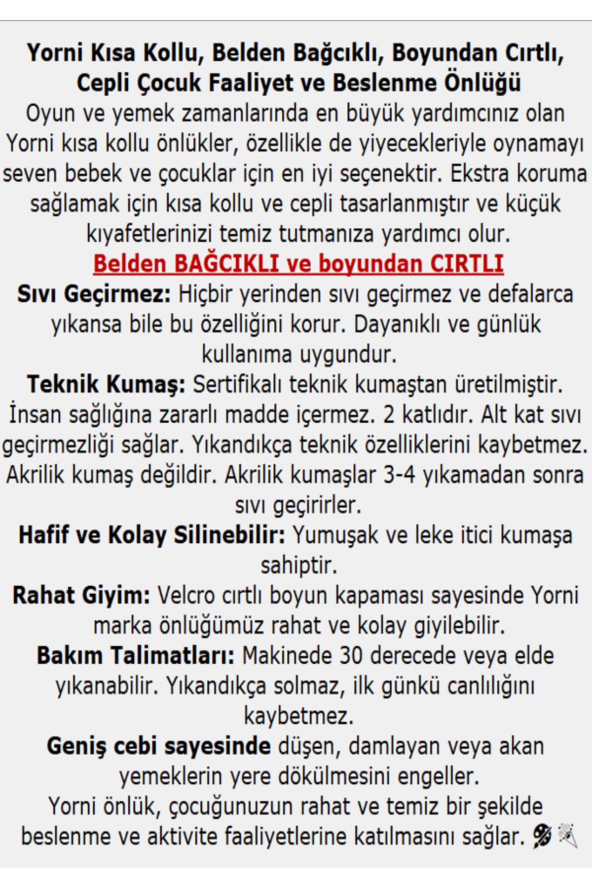 yorni 3-6 Yaş, Family Kısa Kollu, Sıvı Geçirmez Önlük, Makinede Yıkanabilir, Boya, Oyun Ve Yemek Zamanı fotoğrafı 3 (önizleme)
