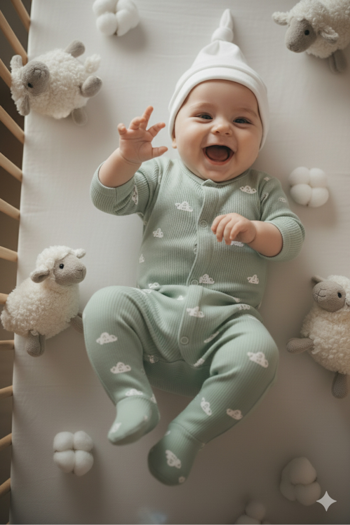 Babygiz Yenidoğan Kız Erkek Bebek %100 Pamuklu Penye Extra Yumuşak Hafif Terletmez Bere Beyaz fotoğrafı 5 (önizleme)