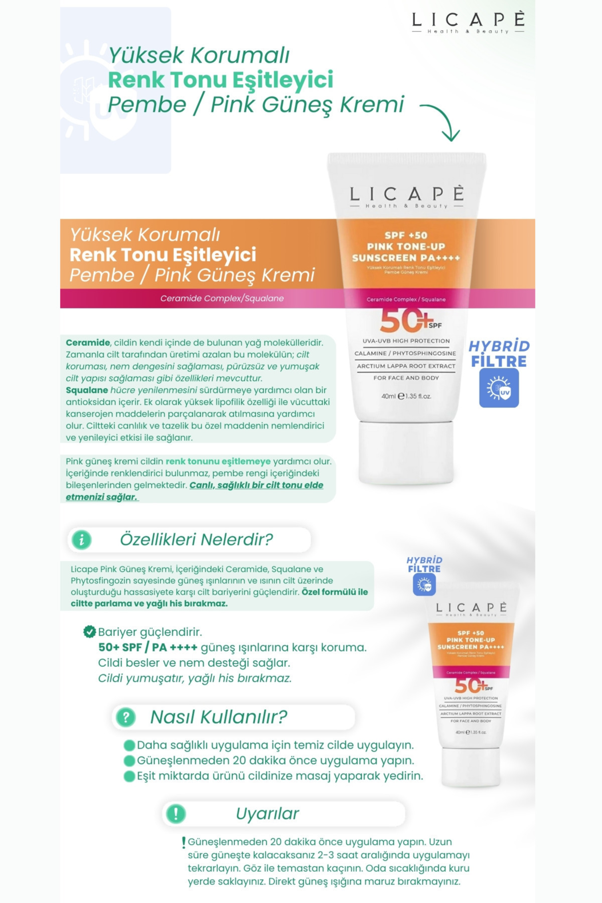 Yüksek Korumalı Renk Tonu Eşitleyici Pembe - Pink Güneş Kremi 40 ml — TYCSBNPDJN168727885502681 — تصویر 3 از 7