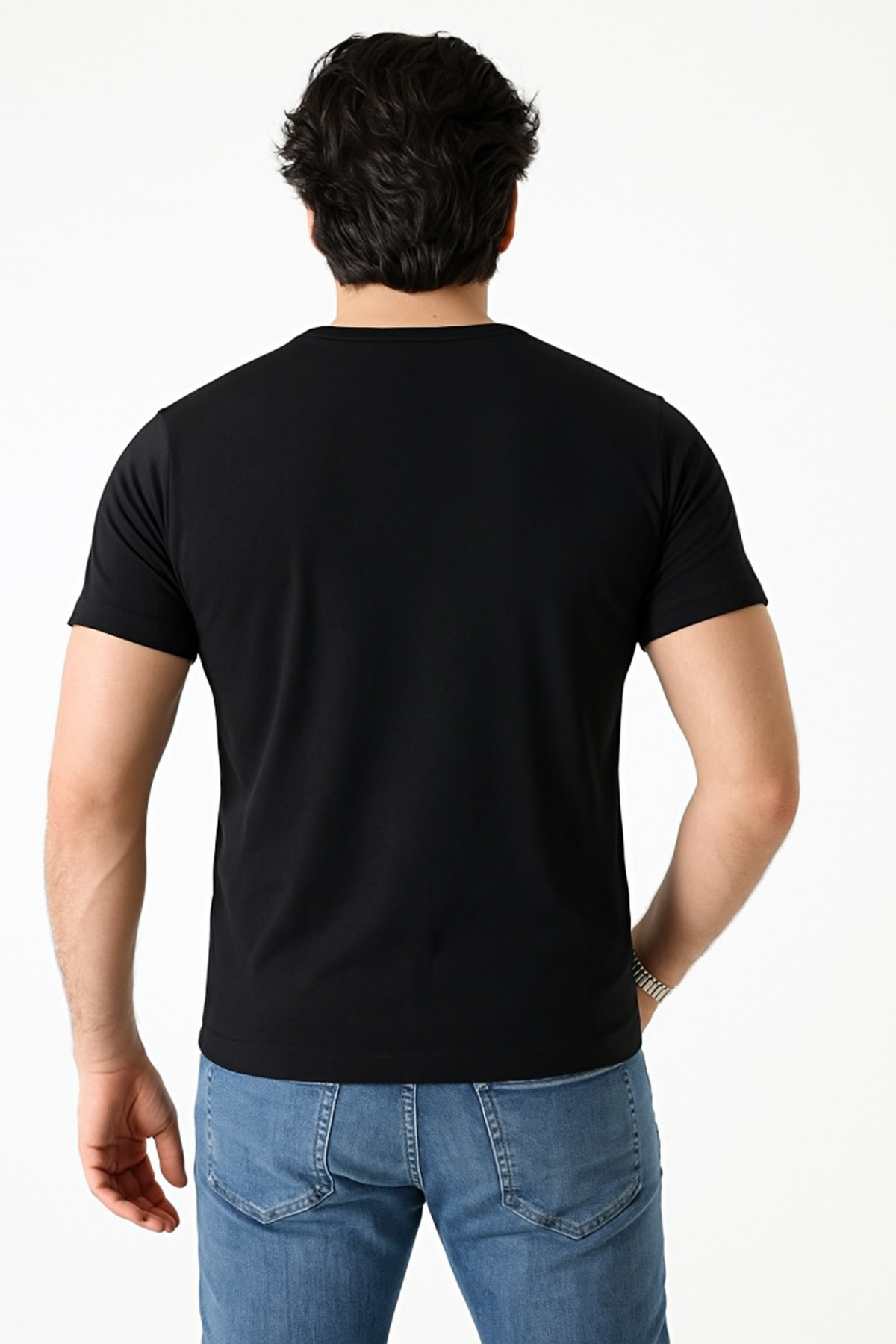 تیشرت مردانه ۵ عددی – آستین کوتاه یقه گرد فیت معمولی – مشکی