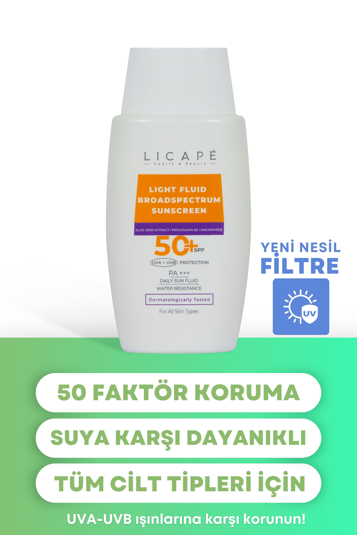کرم ضد آفتاب مایع با SPF 50 و محافظت بالا در برابر آب، مناسب برای انواع پوست، 50 میلی لیتر — licave35 — تصویر 7 از 9