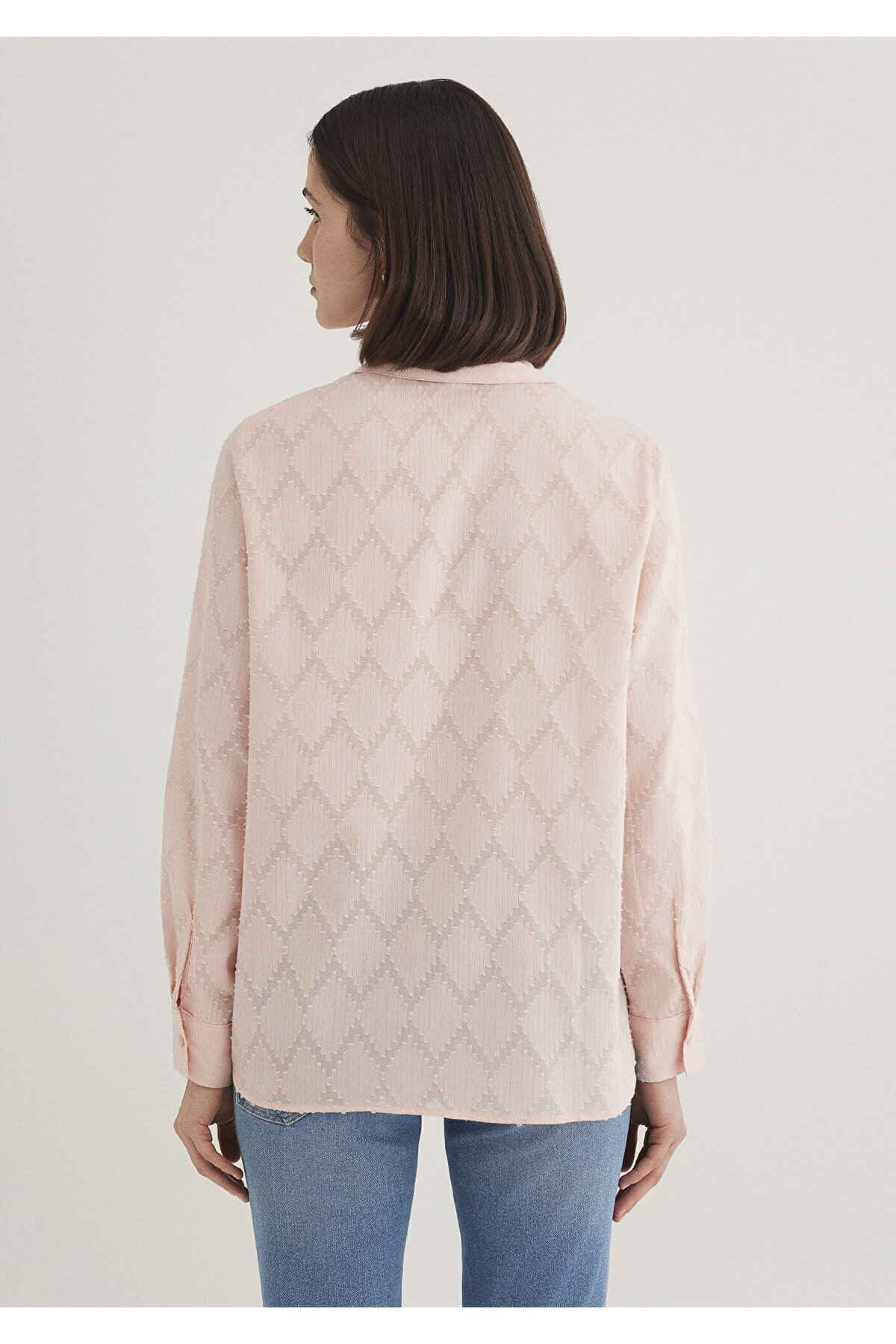 Pembe Gömlek Loose Fit / Bol Rahat Kesim 1211032-71152 — صورتی — تصویر 5 از 7