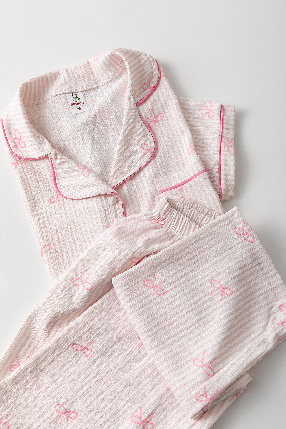 Nisanca  Uzun Kol Gömlek Yaka Kadın Pinterest Pijama Takımı - Mevsimlik Kadın Pijama- Geniş Beden Aralığı - Görsel 7