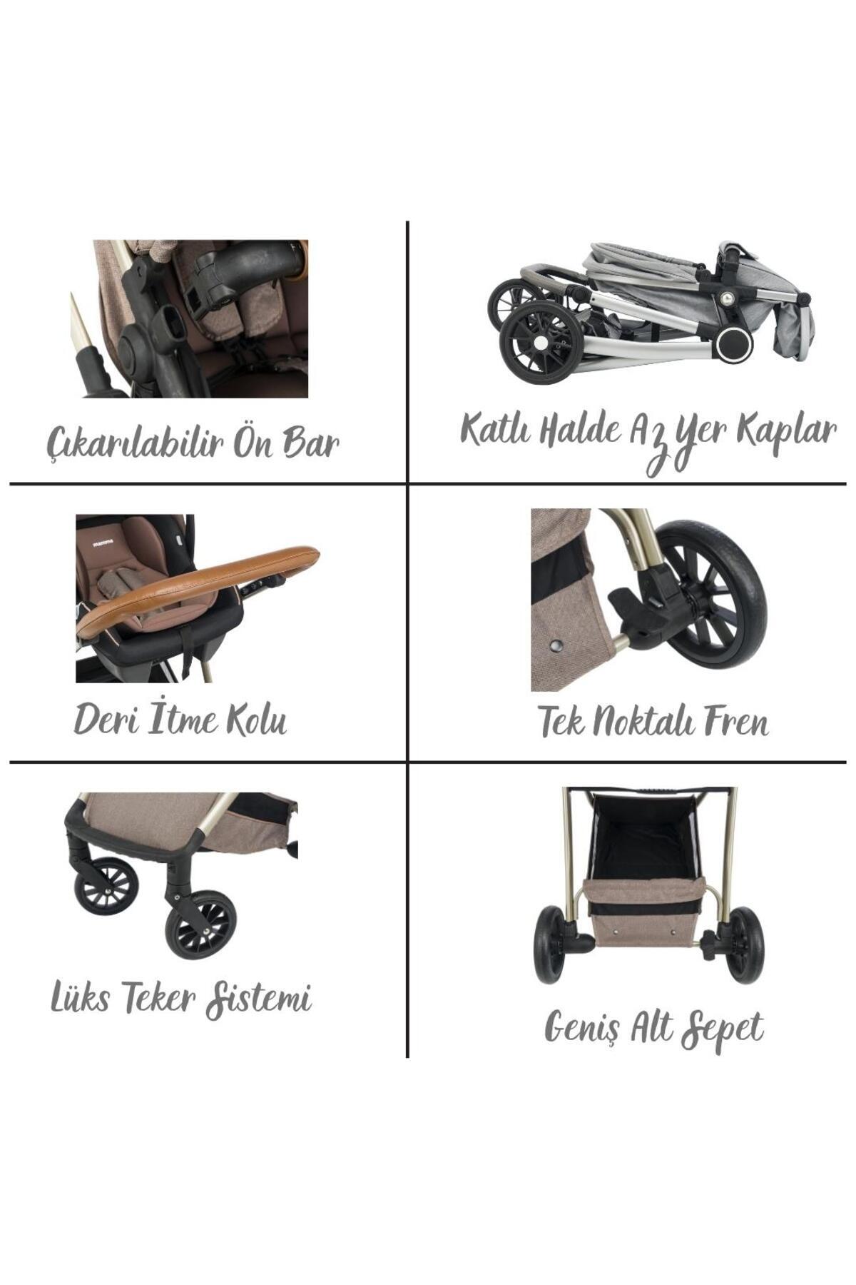 Mamma Range Çift Yönlü 6 In 1 Yeni Nesil Travel Sistem Bebek Arabası Gri fotoğrafı 4 (önizleme)
