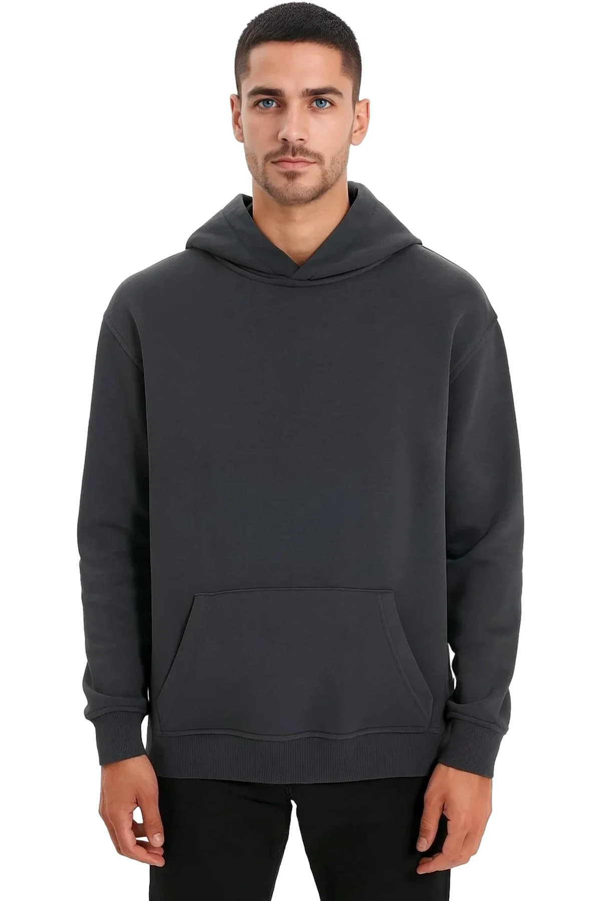 Erkek Kordonsuz Hoodie Kapüşonlu Sweatshirt Rahat Spor Tarz Giyime Uygun Sweat