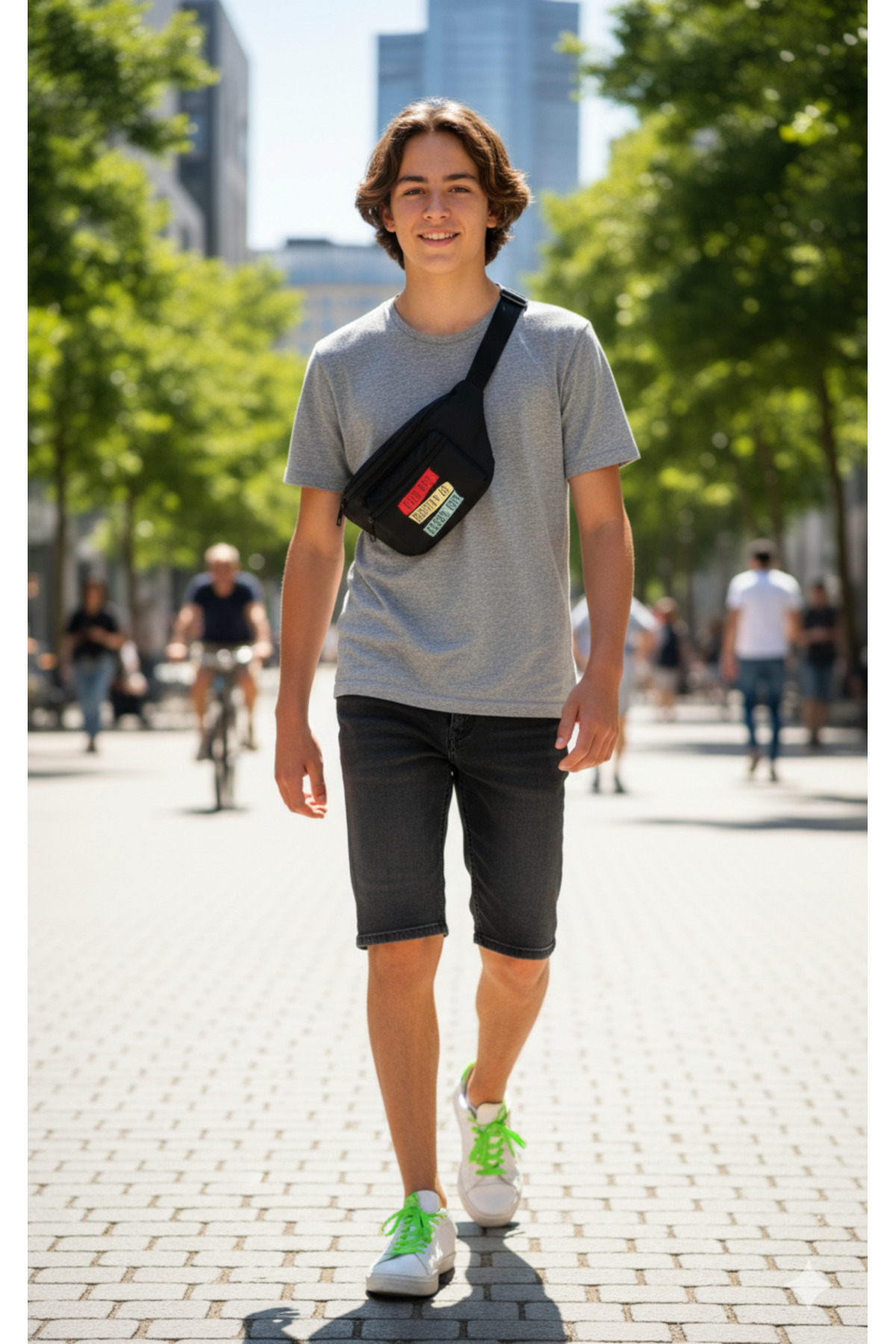 Nts  Unisex Siyah Renkli Baskılı Omuz Ve Bel Çantası - Görsel 2