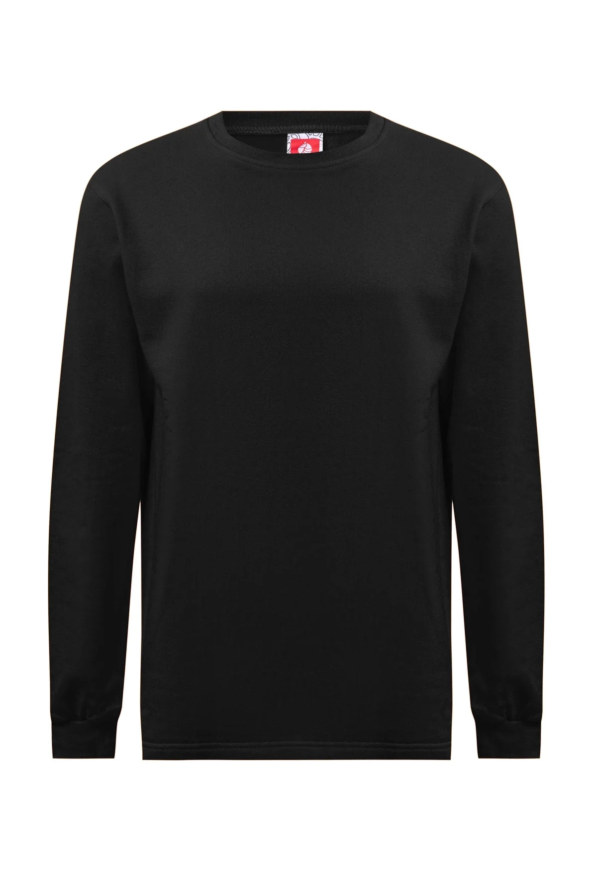 Erkek Siyah O Yaka Sweatshirt Basic Tasarım Rahat Kesim Konforlu Kışlık Üç İplik