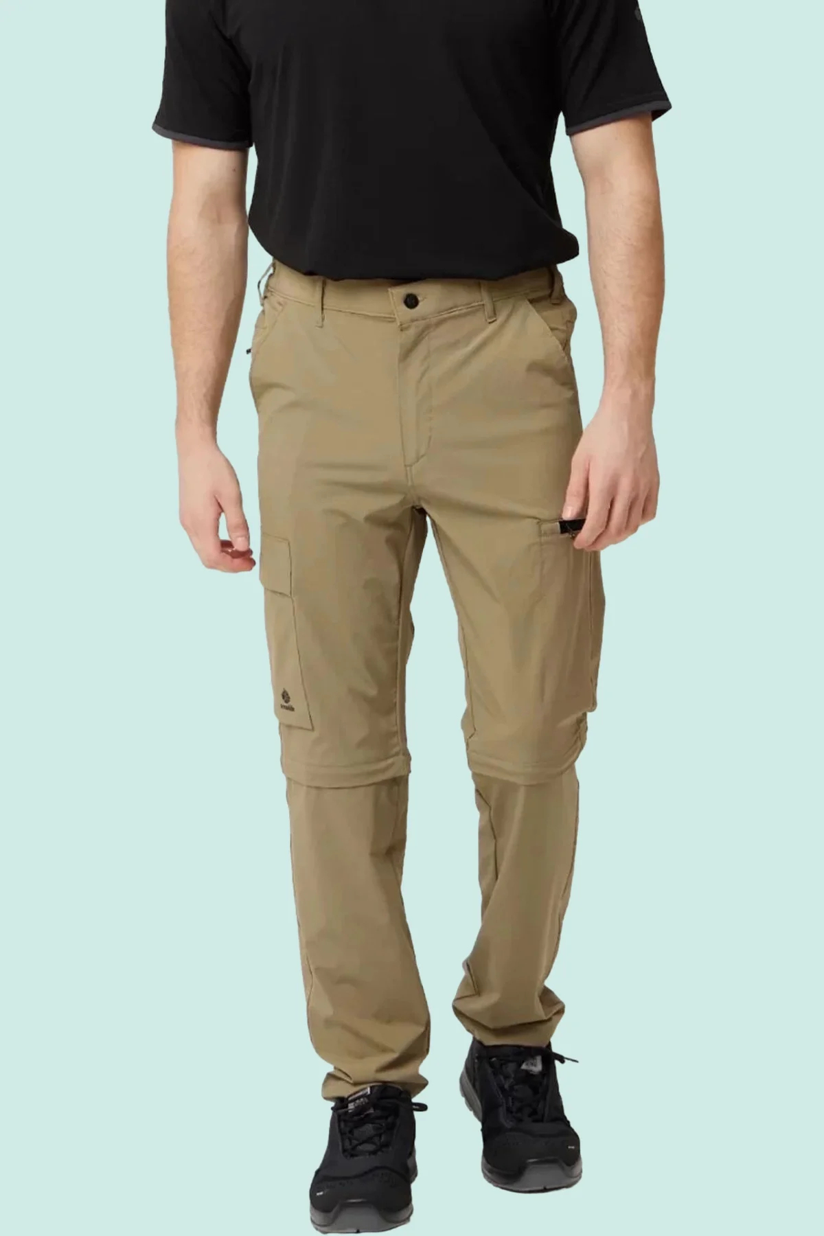 Erkek Düz Kaki Rüzgar Geçirmez Trekking Pantolonu Erciyes Outdoor Pantolon Dönüştürülebilir