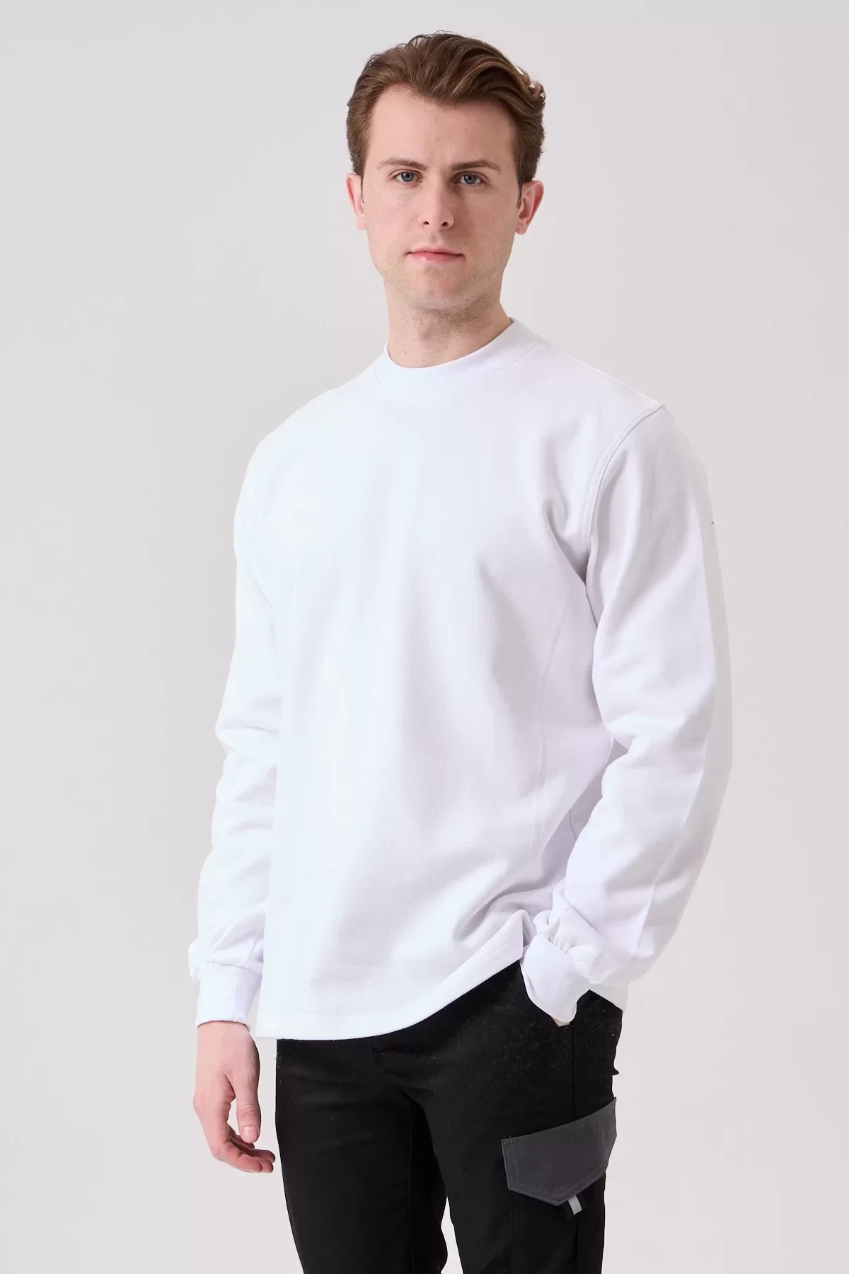 Pamuklu Sweatshirt Kışlık Erkek Süveter Galanthus Basic Rahat Kesim Günlük İş Kullanımı İçin