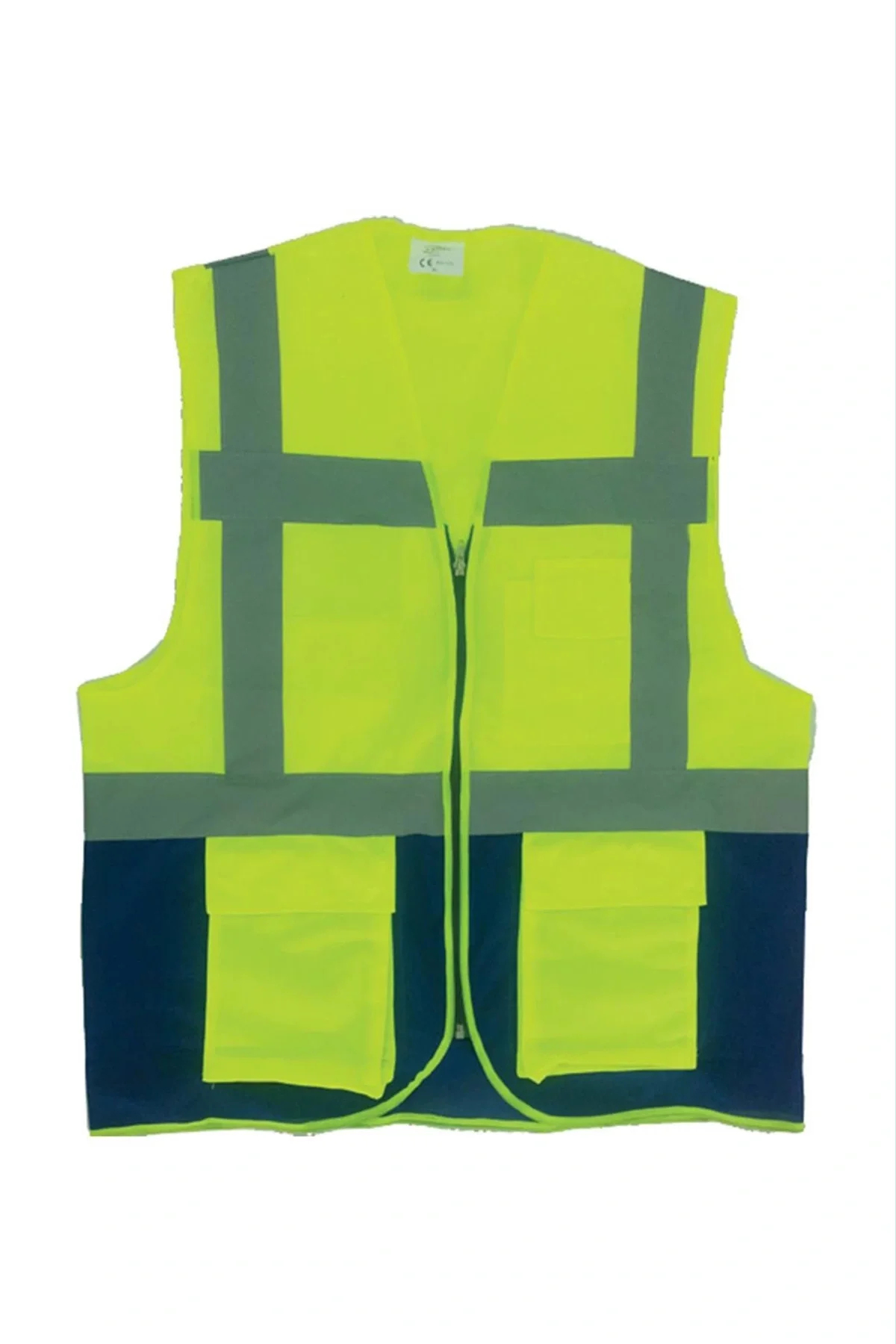 Yansıtıcı İş Güvenliği Yeleği Neon SarıLacivert vis Teknik Yelek