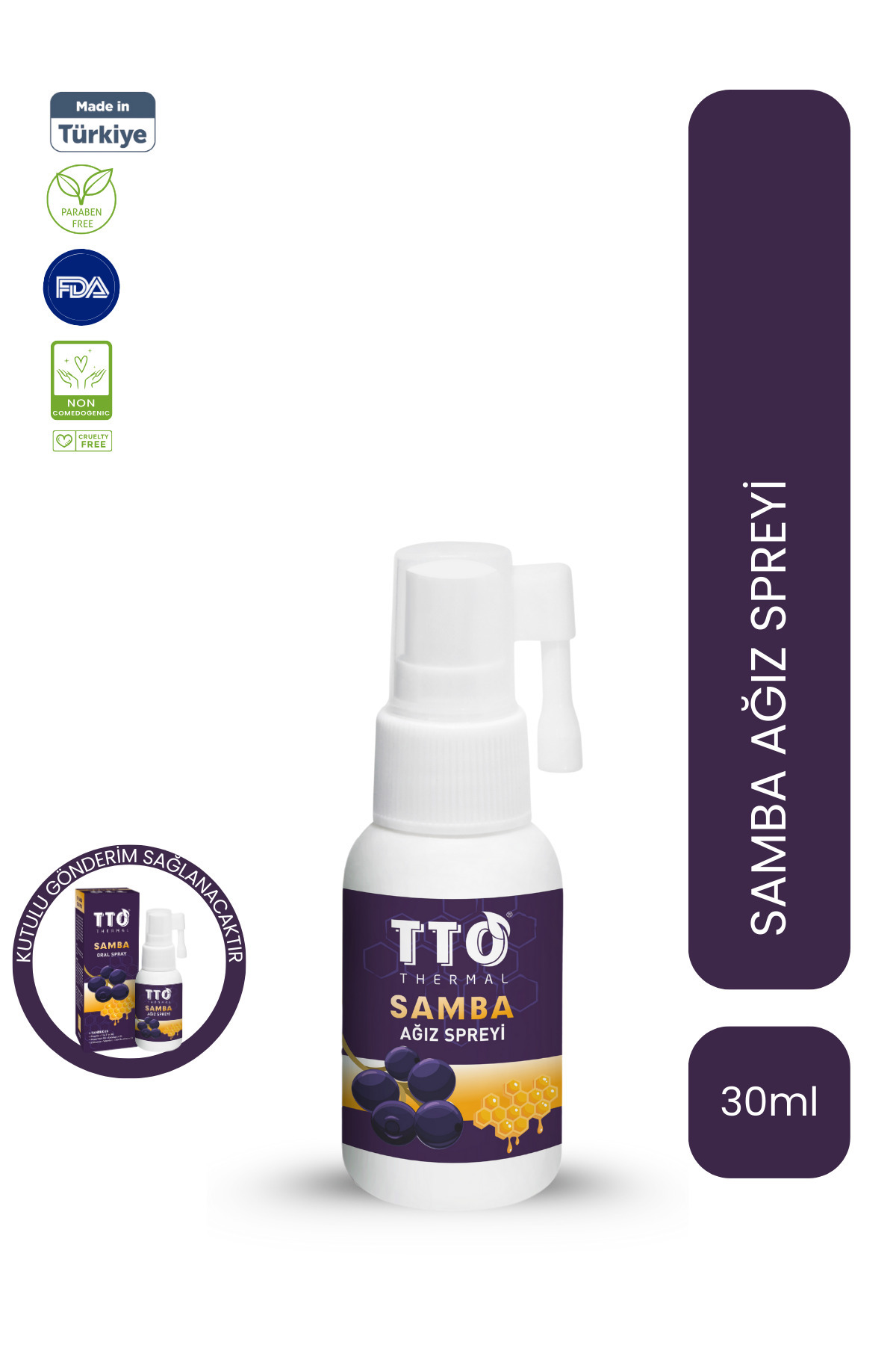 TTO Samba Ağız Spreyi 30 ml (SAMBUCUS PROPOLİS BAĞIŞIKLIK AĞIZ KOKUSU YARASI ÇAY AĞACI YAĞI)