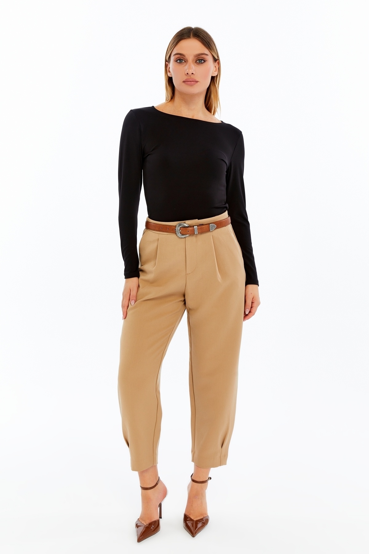 VERANOYA  Kayık Yaka Uzun Kollu Bluz Siyah - Görsel 7