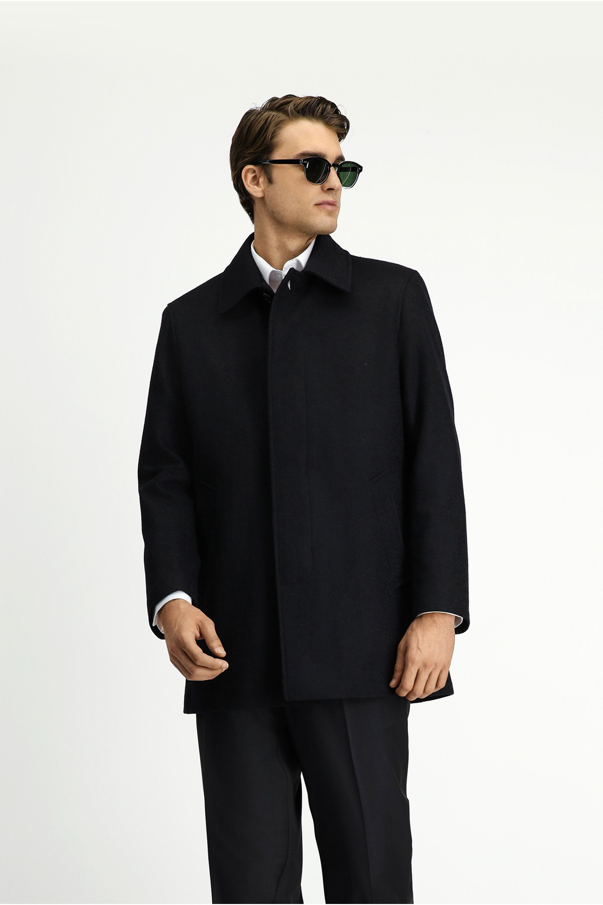 Kiğılı Regular Fit Bebe Yaka Düz Klasik Kaban