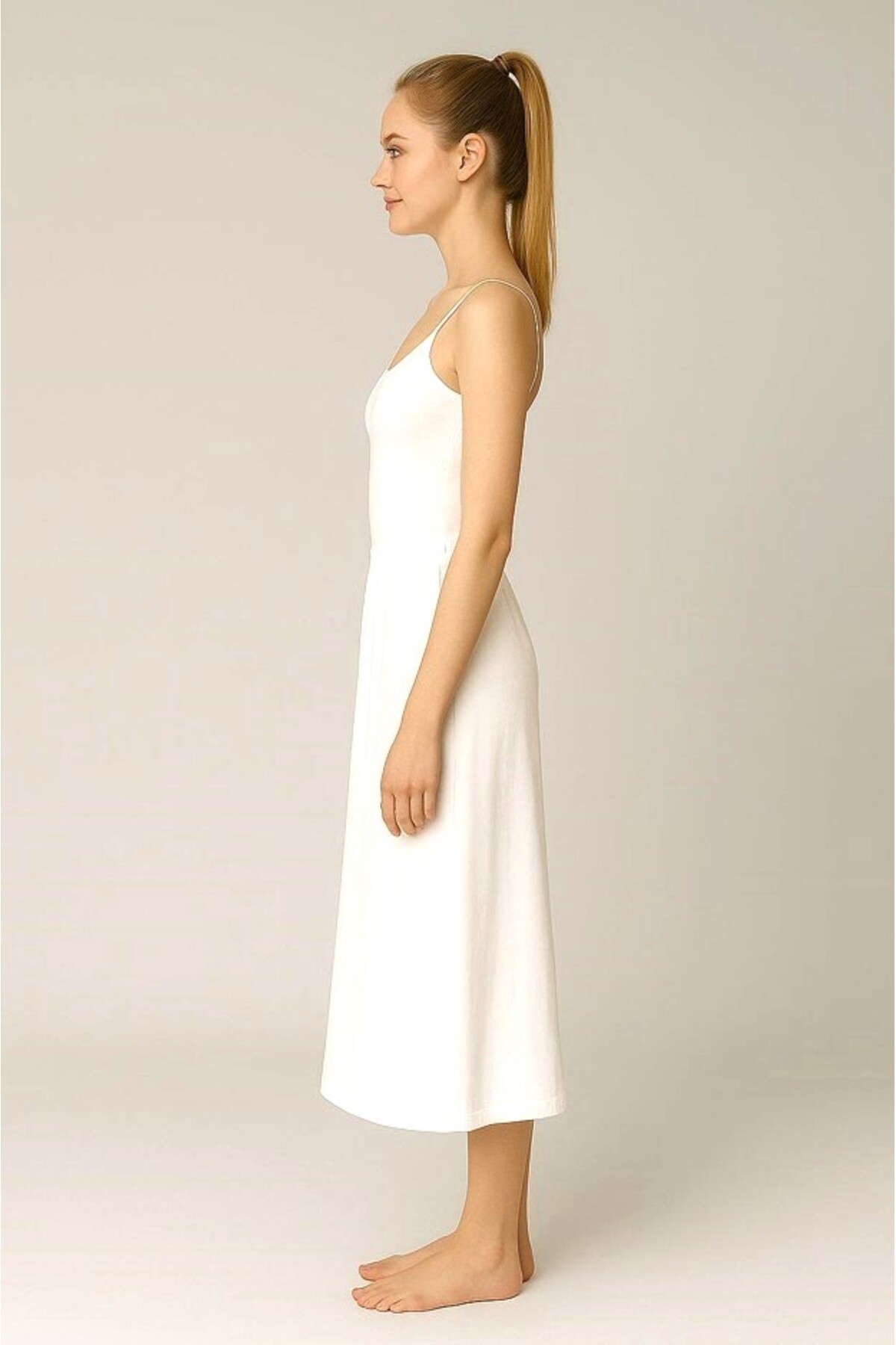 Kahra Collection  Beyaz Tam Boy Uzun Jüpon Etek Altı Astar - Görsel 2
